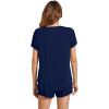 imageWiWi Pajamas for Women Short Sleeve Top with Shorts Viscose from Bamboo Pajama Set Cooling Sleepwear SXXLBnavy