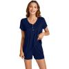 imageWiWi Pajamas for Women Short Sleeve Top with Shorts Viscose from Bamboo Pajama Set Cooling Sleepwear SXXLBnavy