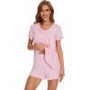 imageWiWi Pajamas for Women Short Sleeve Top with Shorts Viscose from Bamboo Pajama Set Cooling Sleepwear SXXLBpink
