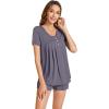 imageWiWi Pajamas for Women Short Sleeve Top with Shorts Viscose from Bamboo Pajama Set Cooling Sleepwear SXXLBpurplish Grey