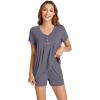 imageWiWi Pajamas for Women Short Sleeve Top with Shorts Viscose from Bamboo Pajama Set Cooling Sleepwear SXXLBpurplish Grey