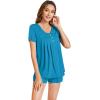 imageWiWi Pajamas for Women Short Sleeve Top with Shorts Viscose from Bamboo Pajama Set Cooling Sleepwear SXXLBteal Blue