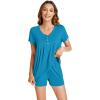 imageWiWi Pajamas for Women Short Sleeve Top with Shorts Viscose from Bamboo Pajama Set Cooling Sleepwear SXXLBteal Blue