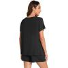 imageWiWi Pajamas for Women Short Sleeve Top with Shorts Viscose from Bamboo Pajama Set Cooling Sleepwear SXXLCblack