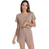 imageWiWi Pajamas for Women Short Sleeve Top with Shorts Viscose from Bamboo Pajama Set Cooling Sleepwear SXXLCcamel