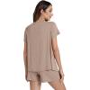 imageWiWi Pajamas for Women Short Sleeve Top with Shorts Viscose from Bamboo Pajama Set Cooling Sleepwear SXXLCcamel