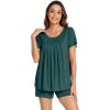 imageWiWi Pajamas for Women Short Sleeve Top with Shorts Viscose from Bamboo Pajama Set Cooling Sleepwear SXXLCforest Green