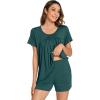 imageWiWi Pajamas for Women Short Sleeve Top with Shorts Viscose from Bamboo Pajama Set Cooling Sleepwear SXXLCforest Green