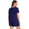 imageWiWi Pajamas for Women Short Sleeve Top with Shorts Viscose from Bamboo Pajama Set Cooling Sleepwear SXXLCnavy
