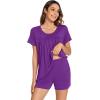 imageWiWi Pajamas for Women Short Sleeve Top with Shorts Viscose from Bamboo Pajama Set Cooling Sleepwear SXXLCpurple