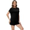imageWiWi Pajamas for Women Short Sleeve Top with Shorts Viscose from Bamboo Pajama Set Cooling Sleepwear SXXLDblack