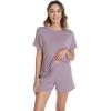 imageWiWi Pajamas for Women Short Sleeve Top with Shorts Viscose from Bamboo Pajama Set Cooling Sleepwear SXXLDdeauville Mauve