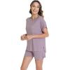 imageWiWi Pajamas for Women Short Sleeve Top with Shorts Viscose from Bamboo Pajama Set Cooling Sleepwear SXXLDdeauville Mauve