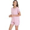 imageWiWi Pajamas for Women Short Sleeve Top with Shorts Viscose from Bamboo Pajama Set Cooling Sleepwear SXXLDpink