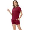 imageWiWi Pajamas for Women Short Sleeve Top with Shorts Viscose from Bamboo Pajama Set Cooling Sleepwear SXXLDwine