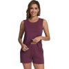 imageWiWi Pajamas for Women Tank Top Pajama Set Sleeveless Viscose from Bamboo Sleepwear Soft Shorts Pjs Sets Pj Loungewear SXXLDark Purple