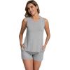 imageWiWi Pajamas for Women Tank Top Pajama Set Sleeveless Viscose from Bamboo Sleepwear Soft Shorts Pjs Sets Pj Loungewear SXXLHeather Grey