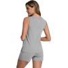 imageWiWi Pajamas for Women Tank Top Pajama Set Sleeveless Viscose from Bamboo Sleepwear Soft Shorts Pjs Sets Pj Loungewear SXXLHeather Grey