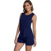 imageWiWi Pajamas for Women Tank Top Pajama Set Sleeveless Viscose from Bamboo Sleepwear Soft Shorts Pjs Sets Pj Loungewear SXXLNavy