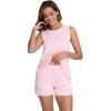 imageWiWi Pajamas for Women Tank Top Pajama Set Sleeveless Viscose from Bamboo Sleepwear Soft Shorts Pjs Sets Pj Loungewear SXXLPink