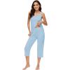 imageWiWi Pajamas for WomenViscose Made from Bamboo Sleeveless Pjs Tank Top Capri Pants Pajama Set SXXLApale Blue