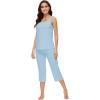 imageWiWi Pajamas for WomenViscose Made from Bamboo Sleeveless Pjs Tank Top Capri Pants Pajama Set SXXLApale Blue