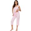 imageWiWi Pajamas for WomenViscose Made from Bamboo Sleeveless Pjs Tank Top Capri Pants Pajama Set SXXLApink