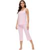 imageWiWi Pajamas for WomenViscose Made from Bamboo Sleeveless Pjs Tank Top Capri Pants Pajama Set SXXLApink