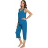 imageWiWi Pajamas for WomenViscose Made from Bamboo Sleeveless Pjs Tank Top Capri Pants Pajama Set SXXLAteal Blue