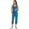 imageWiWi Pajamas for WomenViscose Made from Bamboo Sleeveless Pjs Tank Top Capri Pants Pajama Set SXXLAteal Blue