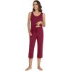 imageWiWi Pajamas for WomenViscose Made from Bamboo Sleeveless Pjs Tank Top Capri Pants Pajama Set SXXLAwine