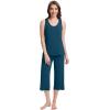 imageWiWi Pajamas for WomenViscose Made from Bamboo Sleeveless Pjs Tank Top Capri Pants Pajama Set SXXLBpeacock Blue