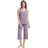 imageWiWi Pajamas for WomenViscose Made from Bamboo Sleeveless Pjs Tank Top Capri Pants Pajama Set SXXLBviolet