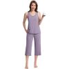imageWiWi Pajamas for WomenViscose Made from Bamboo Sleeveless Pjs Tank Top Capri Pants Pajama Set SXXLBviolet