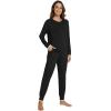 imageWiWi Pajamas set for WomenViscose from Bamboo Long Sleeve Pajama Sets Crew Neck Pj with Joggers Comfy Loungewear SXXLBlack