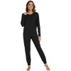 imageWiWi Pajamas set for WomenViscose from Bamboo Long Sleeve Pajama Sets Crew Neck Pj with Joggers Comfy Loungewear SXXLBlack