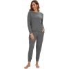imageWiWi Pajamas set for WomenViscose from Bamboo Long Sleeve Pajama Sets Crew Neck Pj with Joggers Comfy Loungewear SXXLDark Heather Grey