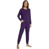 imageWiWi Pajamas set for WomenViscose from Bamboo Long Sleeve Pajama Sets Crew Neck Pj with Joggers Comfy Loungewear SXXLDark Purple