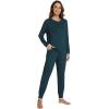 imageWiWi Pajamas set for WomenViscose from Bamboo Long Sleeve Pajama Sets Crew Neck Pj with Joggers Comfy Loungewear SXXLDeep Teal