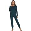 imageWiWi Pajamas set for WomenViscose from Bamboo Long Sleeve Pajama Sets Crew Neck Pj with Joggers Comfy Loungewear SXXLDeep Teal