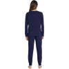 imageWiWi Pajamas set for WomenViscose from Bamboo Long Sleeve Pajama Sets Crew Neck Pj with Joggers Comfy Loungewear SXXLNavy