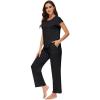 imageWiWi Soft Pajama Set for Women Raglan Sleeve Viscose from Bamboo Sleepwear Lightweight Loose Pajamas Pjs Sets SXXLBlack