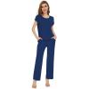 imageWiWi Soft Pajama Set for Women Raglan Sleeve Viscose from Bamboo Sleepwear Lightweight Loose Pajamas Pjs Sets SXXLBlue Depth