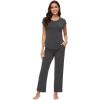 imageWiWi Soft Pajama Set for Women Raglan Sleeve Viscose from Bamboo Sleepwear Lightweight Loose Pajamas Pjs Sets SXXLCharcoal Heather
