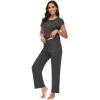 imageWiWi Soft Pajama Set for Women Raglan Sleeve Viscose from Bamboo Sleepwear Lightweight Loose Pajamas Pjs Sets SXXLCharcoal Heather