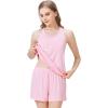 imageWiWi Soft Viscose from Bamboo Pajamas for Women Tank Top and Shorts Sleepwear Cool Pjs Sleeveless Pajama Set SXXLPink