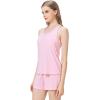imageWiWi Soft Viscose from Bamboo Pajamas for Women Tank Top and Shorts Sleepwear Cool Pjs Sleeveless Pajama Set SXXLPink