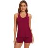 imageWiWi Soft Viscose from Bamboo Pajamas for Women Tank Top and Shorts Sleepwear Cool Pjs Sleeveless Pajama Set SXXLWine