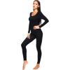 imageWiWi Soft Viscose from Bamboo Underwear for Women Thermal Long Johns Sets Super Warm Base Layer Top Pants Pajamas Set S3XAblack