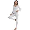 imageWiWi Soft Viscose from Bamboo Underwear for Women Thermal Long Johns Sets Super Warm Base Layer Top Pants Pajamas Set S3XAgrey White Stripe
